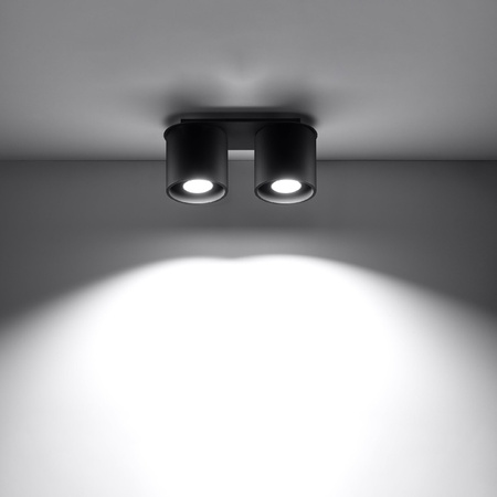 Lampa Sufitowa Oprawa Natynkowa 2x GU10 Cylindryczna Czarna Nowoczesna Orbis Sollux