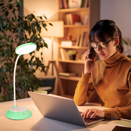 Lampka Biurkowa Stołowa LED 5W 200lm CCT 270° Akumulatorowa Miętowa Visua Kobi