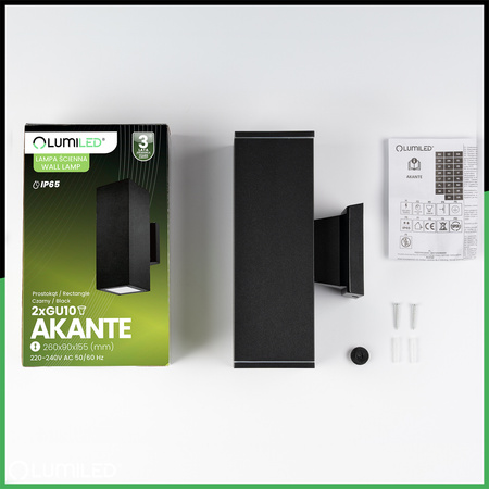 Lampa Ogrodowa Zewnętrzna Kinkiet Elewacyjny GU10 LED IP65 AKANTE LUMILED