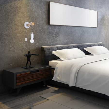 Lampa Ścienna Wisząca Kinkiet Spot E27 Biały Brązowy z Włącznikiem Eos Masterled