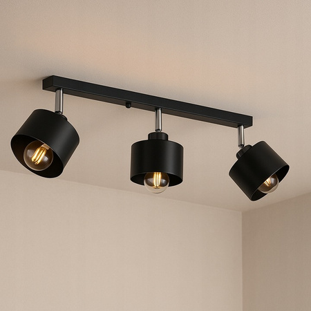 Lampa Sufitowa Spot Tuba Reflektor Oprawa Halogenowa 3x E27 Ruchomy Czarny Elza Masterled