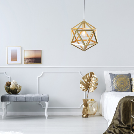 Lampa Sufitowa Wisząca Zwis E27 Złota Denmark Sanico Goldlux