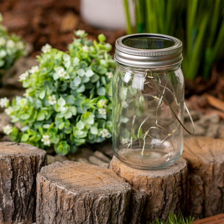 Latarenka LED Lampion Solarna Ogrodowa Słoik Wisząca Szklana