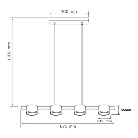 Lampa Sufitowa Wisząca Zwis 4x GX53 Czarna Złota MIRELLA Sanico Goldlux