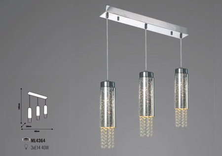 Lampa wisząca sufitowa MOONLIGHT 3xE14 MILAGRO glamour chrom metal szkło
