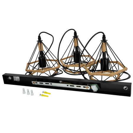 Lampa Wisząca Dekoracyjna Bambusowa 3x E27 Siena Kobi