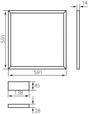 Ramka Oświetleniowa Panel LED Avar + Zasilacz 6000K 40W Kwadrat Biała KANLUX