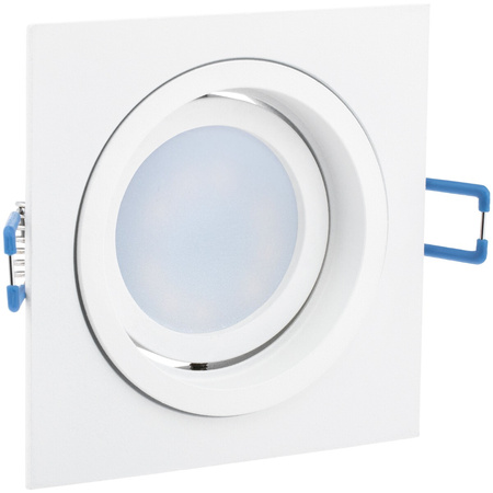 Oprawa HALOGENOWA Podtynkowa Ruchoma GU10 MR16 Kwadrat Biała CASSIO LUMILED + Żarówka LED GU10 6W = 60W 580lm Neutralna