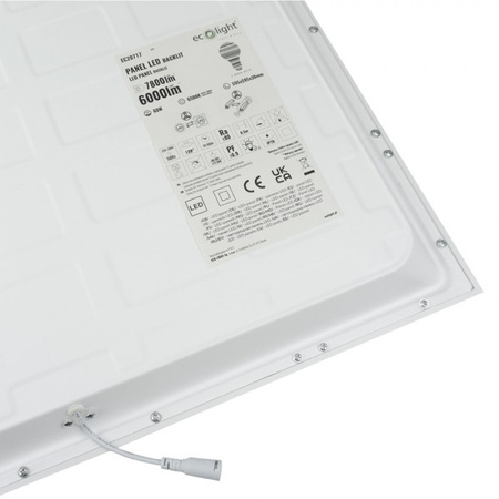 Panel LED 60x60 Kaseton Wpuszczany Podtynkowy 60W 7800lm 6500K Zimna Biały Backlit Ecolight