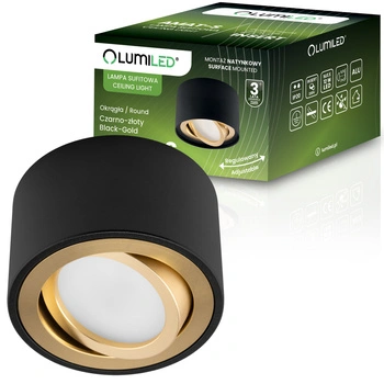 Oprawa Natynkowa HALOGENOWA Spot Tuba Ruchoma Okrągła Czarno-Złota 50mm AMAT-S LUMILED