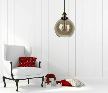 Lampa Wisząca Grafitowo-Złota E27 Sufitowa Zwis Szklany Klosz Nowoczesna