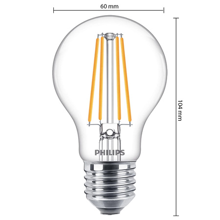 Żarówka LED E27 A60 8.5W = 75W 1055lm 2700K Ciepła Filament PHILIPS