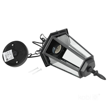 Lampa Sufitowa Wisząca Ogrodowa Zewnętrzna Zwis E27 Czarna IP54 LO 4105 Kobi