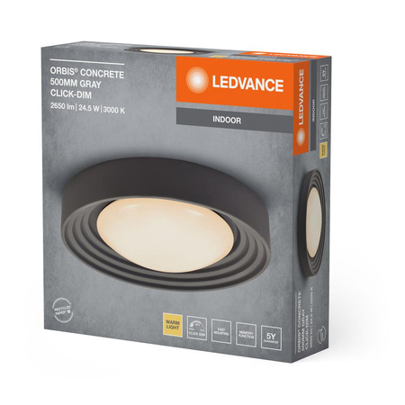 Lampa Plafon LED Sufitowa Ozdobna Betonowa Ściemnialna 24.5W 3000K Ciepła Szara LEDVANCE