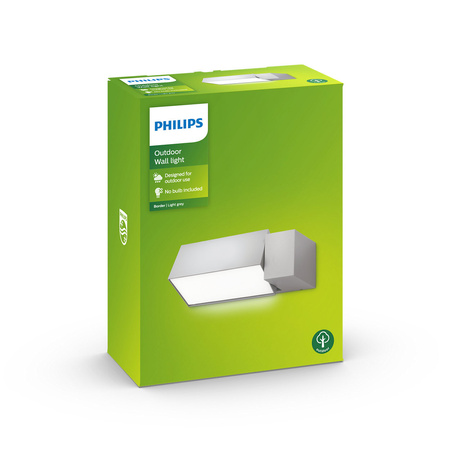 Lampa Ogrodowa LED Kinkiet Elewacyjny BORDER myGarden E27 IP44 Prostokątna Szara PHILIPS