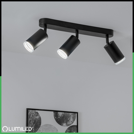 Lampa Sufitowa Reflektor LED Spot 3x GU10 IP44 ADERO Czarna Lumiled