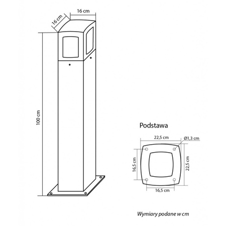 Lampa Zewnętrzna LED Słupek Ogrodowy Stojący TALES 100cm E27 IP65 Su-Ma