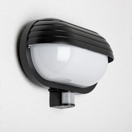 Lampa Ogrodowa Kinkiet Elewacyjny FRODA E27 IP44 z Czujnikiem PIR Czarna