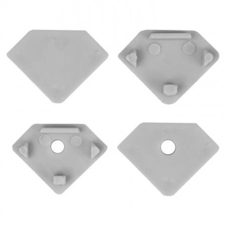 Profil Aluminiowy do LED Srebrny Narożny 2m z Mlecznym Kloszem i Zaślepkami Ecolight