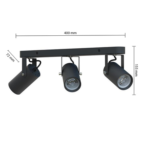 Lampa Sufitowa Spot Tuba Reflektor Oprawa Halogenowa 3x GU10 Ruchomy Czarny Simon Masterled
