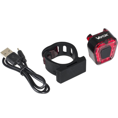 Lampka Latarka Rowerowa Światło Tył LED USB Czerwona z Akumulatorem 5 Trybów Świecenia VAYOX