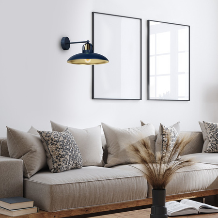 Lampa Ścienna Kinkiet FELIX Granatowa Niebieska Złota 1xE27 Milagro