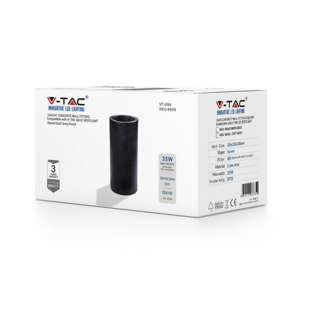 Kinkiet ścienny LED Oprawa elewacyjna GU10 Betonowy Ciemnoszary Tuba IP20 VT-894 V-TAC