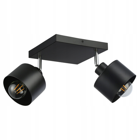 Lampa Sufitowa Spot Tuba Reflektor Oprawa Halogenowa 2x E27 Ruchomy Czarny Elza Masterled