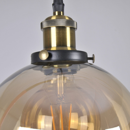 Lampa wisząca sufitowa IRWIN KULA z bursztynowym kloszem 1x E27 GOLDLUX (Polux)
