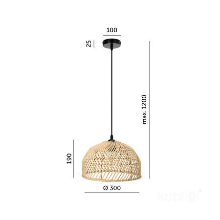 Lampa Wisząca Dekoracyjna Zwis Bambusowa E27 Riga Kobi