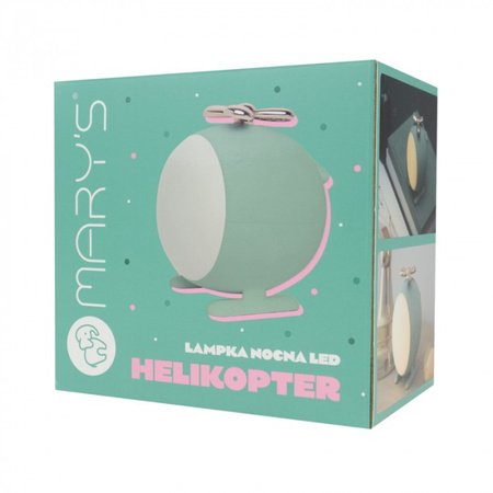 Lampka Nocna Dziecięca LED 2.5W 1800-3000K Ciepła Akumulatorowa 1200mAh Zielona HELIKOPTER MARY'S