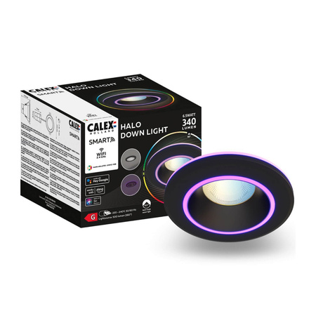 Oprawa LED Podtynkowa Sufitowa Czarna Halo SMART WiFi 6,5W 340lm RGB+CCT TUYA CALEX