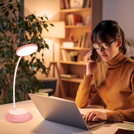 Lampka Biurkowa Stołowa LED 5W 200lm CCT 270° Akumulatorowa Różowa Visua Kobi