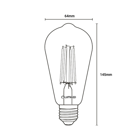 Zestaw 6x Żarówka LED Edison ST64 E27 8W = 60W 880lm 3000K Ciepła 360° Filament LUMILED