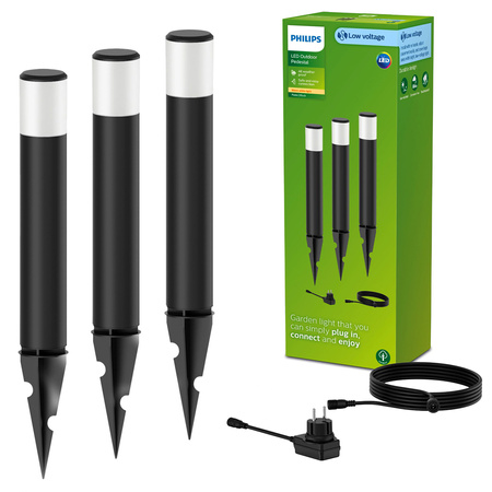 Zestaw 3x Lampa Ogrodowa LED PUREX GardenLink Przyścieżkowa Zewnętrzna 1,5W 24V 2700K IP44 Wbijana PHILIPS
