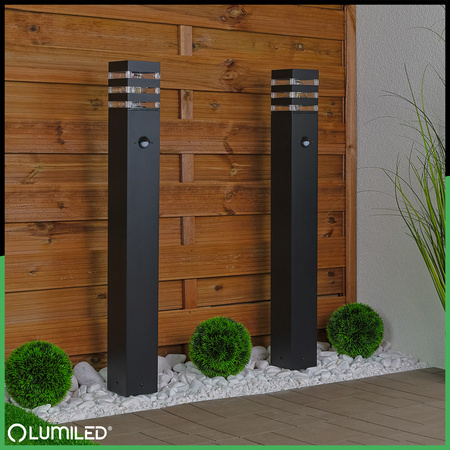 Lampa Ogrodowa Słupek Zewnętrzny Stojący E27 LED Czujnik Ruchu TAXUS 2 80cm LUMILED