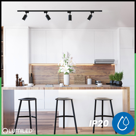 Zestaw Szyna Oświetleniowa Szynoprzewód 2 m + 4x Reflektor Szynowy RITI GU10 Czarny LUMILED