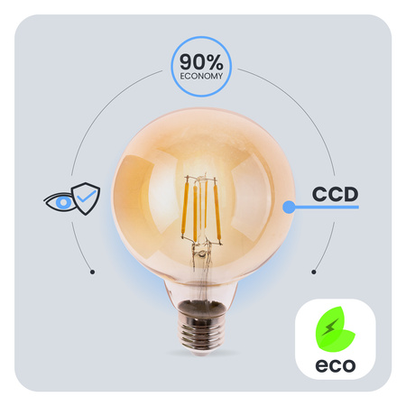 3x Żarówka LED E27 Kula G95 4W = 40W 470LM 2000K Ciepła 360° Bursztynowa Filament LUMILED