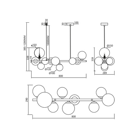Lampa Wisząca Sufitowa MILA 10xG9 Milagro