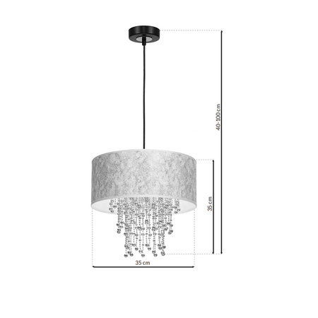 Lampa wisząca ALMERIA 1xE27 Elegancka Sznury Korali Srebrna MLP6436 Milagro Metal + Tworzywo sztuczne+ Tkanina