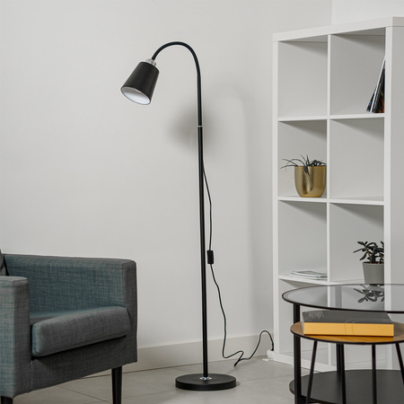 Lampa Stojąca Podłogowa Stołowa LED E27 Czarna z Regulacją Wysokości Kalso Lumiled