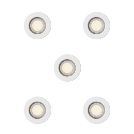 5x Oprawa Podtynkowa Wpuszczana LED GU10 Stała Aluminiowa Okrągła Biała Peridot Philips