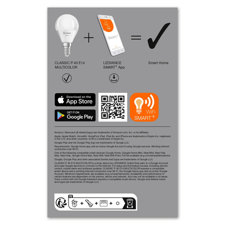Żarówka LED E14 P40 4.9W 470lm RGBW SMART+ WiFi Ściemnialna Mini Bulb LEDVANCE
