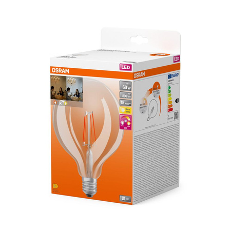 Żarówka LED G124 Kula E27 7W = 60W 806lm 2200-2700K CCT 320° Ściemnialna SUPERSTAR Osram