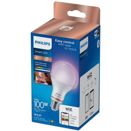 Żarówka LED E27 A67 13W = 100W 1521lm 2200-6500K RGB + TW Inteligentna SMART WiFi Bluetooth Aplikacja WiZ Philips