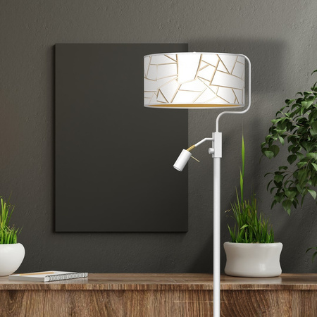 Lampa Podłogowa Stojąca ZIGGY Biała/Złota 1xE27 + 1x mini GU10 Milagro
