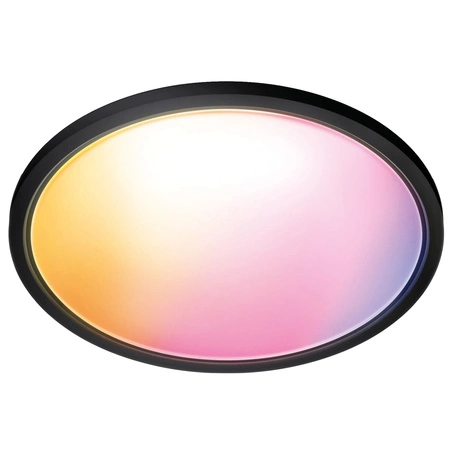 Plafon LED Lampa Sufitowa Natynkowa 32W 3750lm 2700-6500K RGB + TW 54.5cm Czarna Okrągła Inteligentna SMART WiFi Bluetooth Aplikacja Superslim WiZ