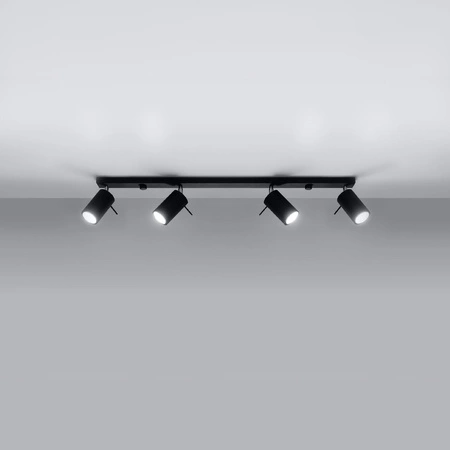 Lampa Sufitowa Oprawa Natynkowa SPOT TUBA Reflektor 4x GU10 Ruchoma Tubularna Czarna Nowoczesna Ring Sollux