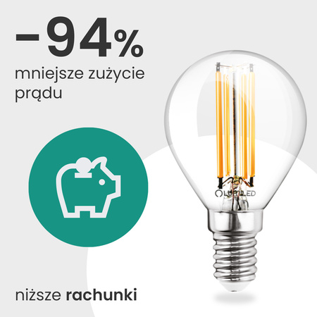 6x Żarówka LED E14 Kulka P45 2,2W 470lm = 40W 4000K Neutralna 360° Filament KLASA A LUMILED