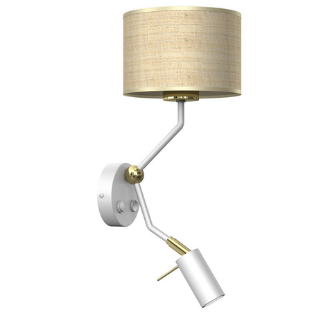 Lampa Ścienna Kinkiet MARSHALL Biała Rattanowa 1xE27 + 1x mini GU10 Milagro